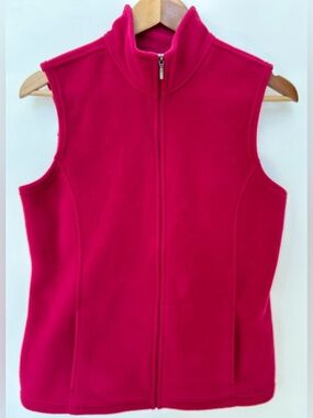 L.L.Bean Pink Fleece Vest Women’s Medium – Full Zip Cozy Outdoor